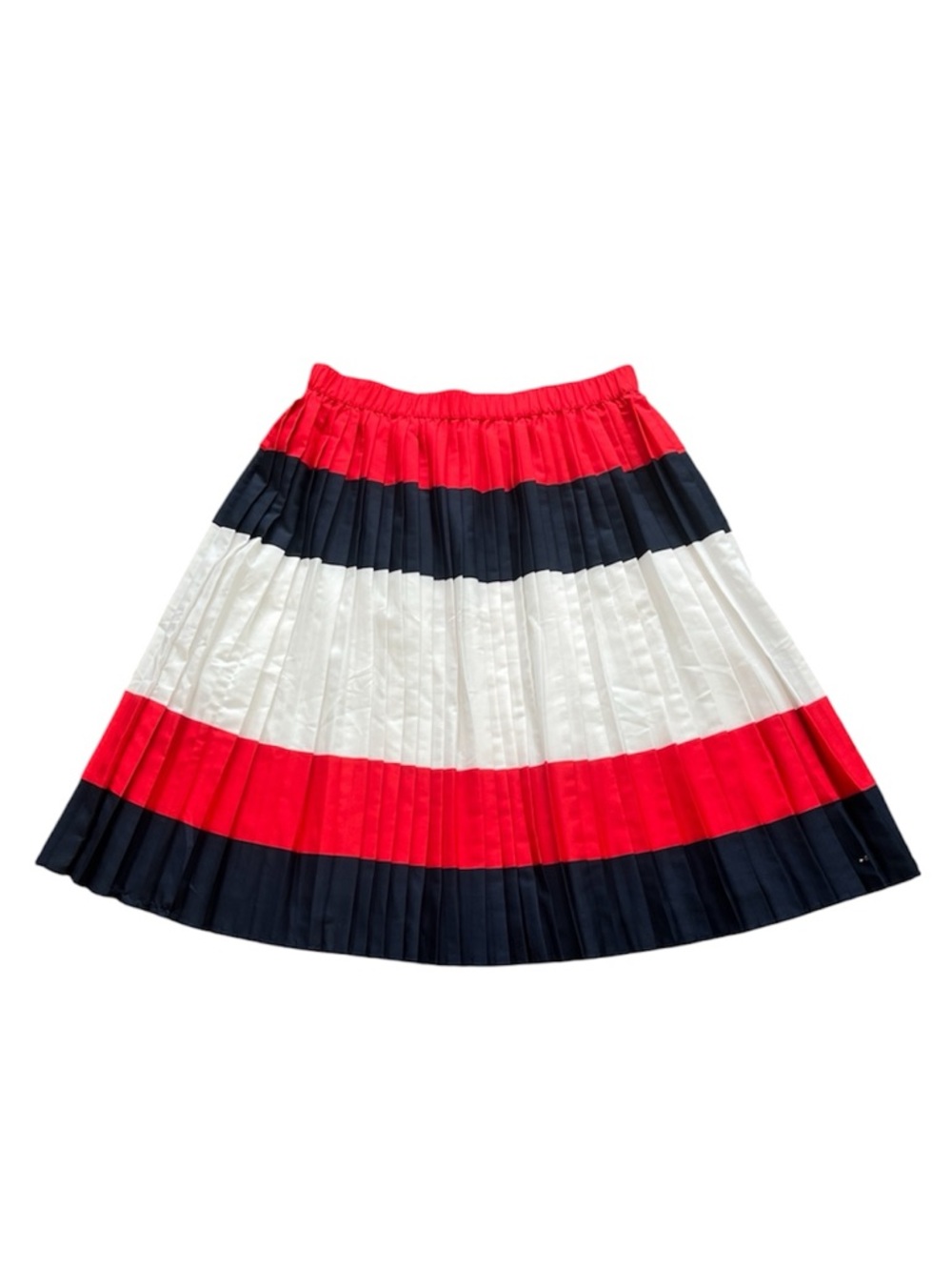 Tommy Hilfiger Pleated Midi Skirt Colorblock Red White Navy Size Large NWT